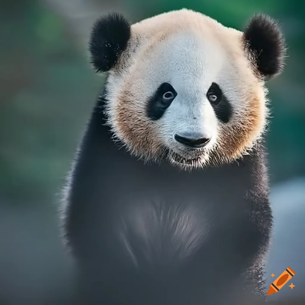 A panda that rides a surf in the sea