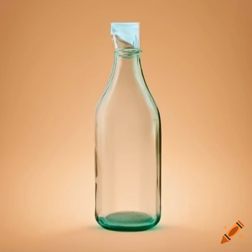 An empty glass bottle with a parchment paper inside on Craiyon