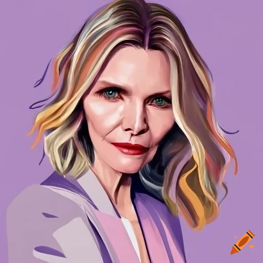 Michelle pfeiffer in a modern simple illustration style using the