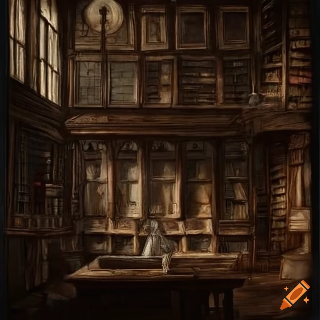 Dark academia library on Craiyon