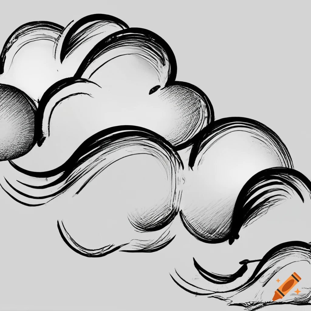 black and white clouds drawing