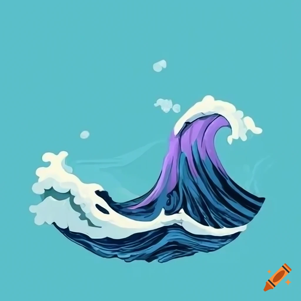 Wave; cartoon; beach vibe; t-shirt design; minimalist on Craiyon