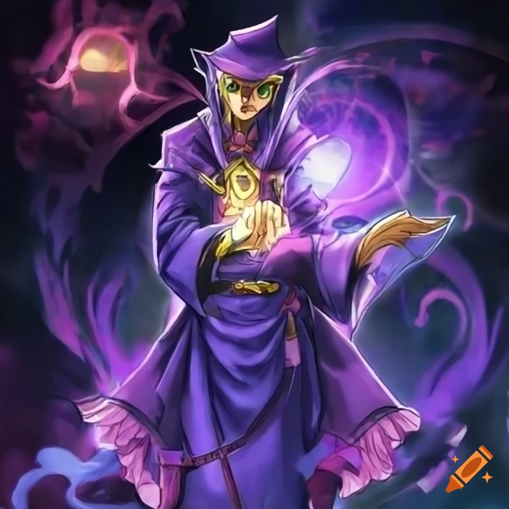 Yugioh card art, simple magician wizard