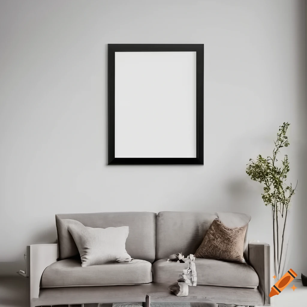 Poster frame in living room psd mockup