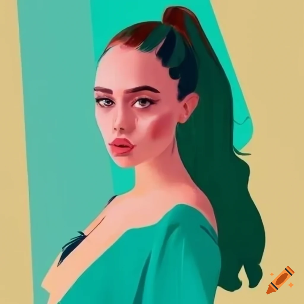 Bea miller in a modern simple illustration style using the pantone ...