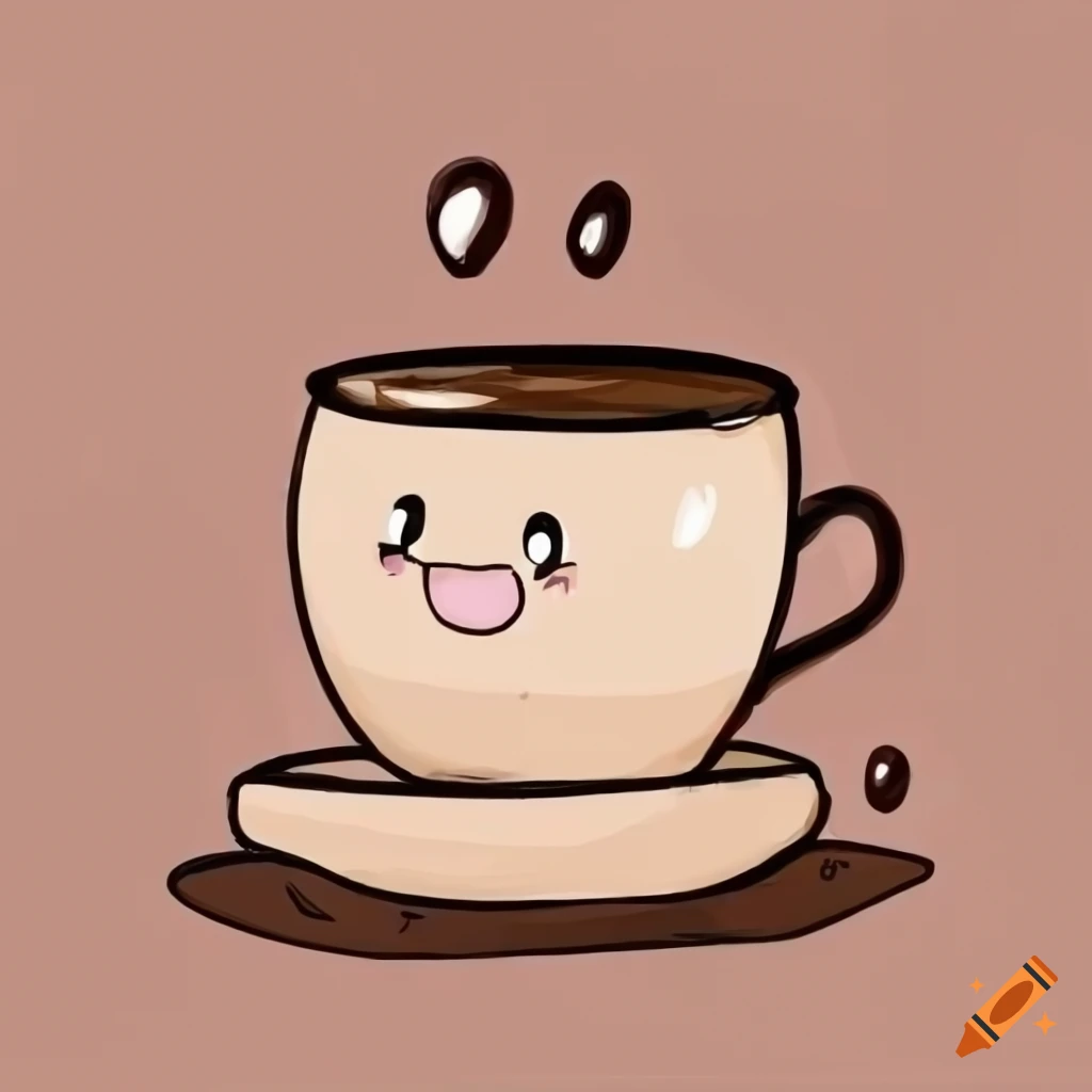 Simple drawing of a cute cup of coffee with text 