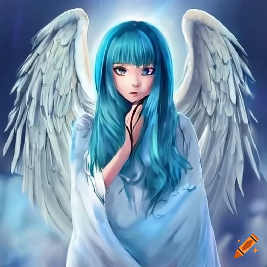 hundreds of sad angry sobbing anime girls with wings | Stable Diffusion