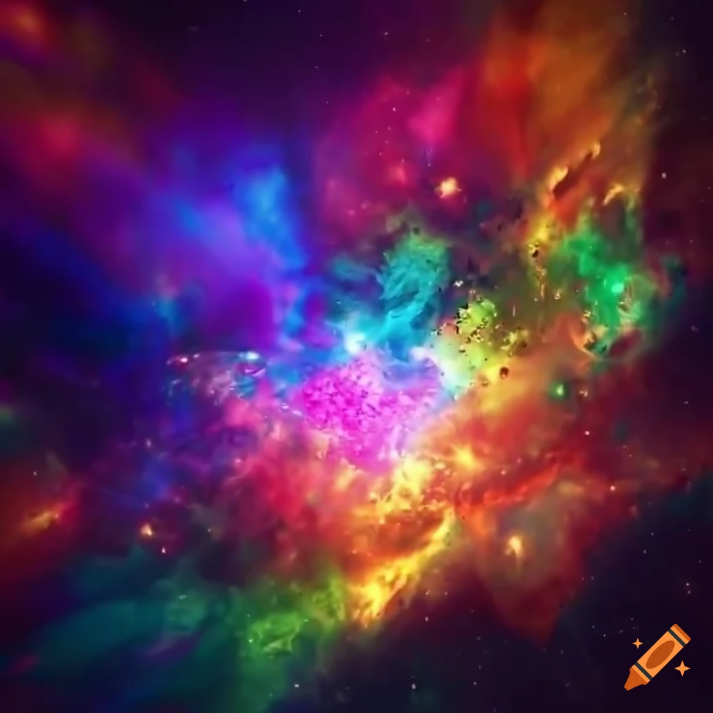 Colorful explosion of space particles, abstract motion design ...