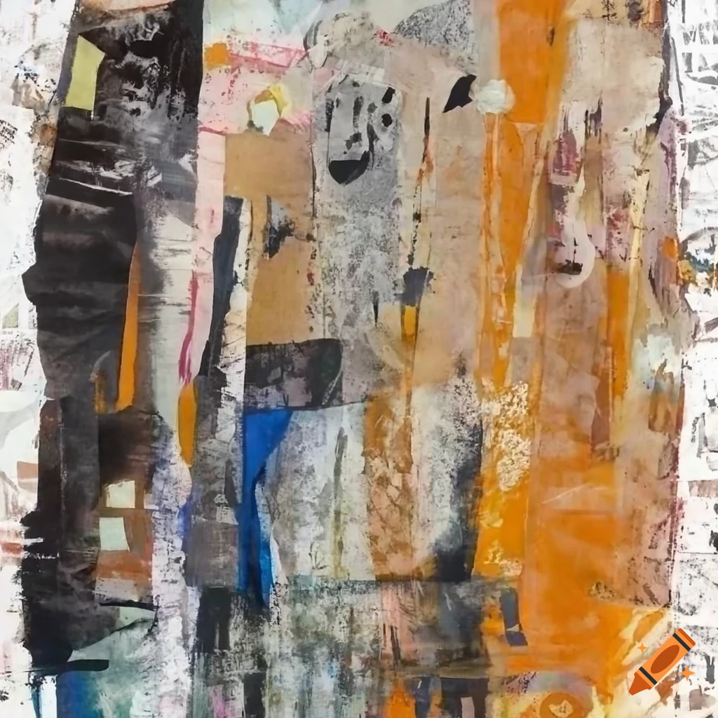 Mixed - media collage abstract painting in the style mark bradford ...