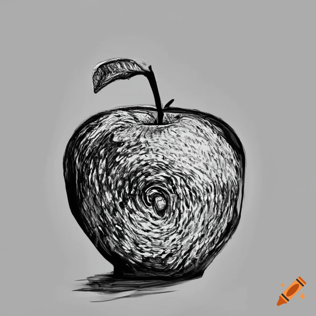 Golden apple illustration sketch style