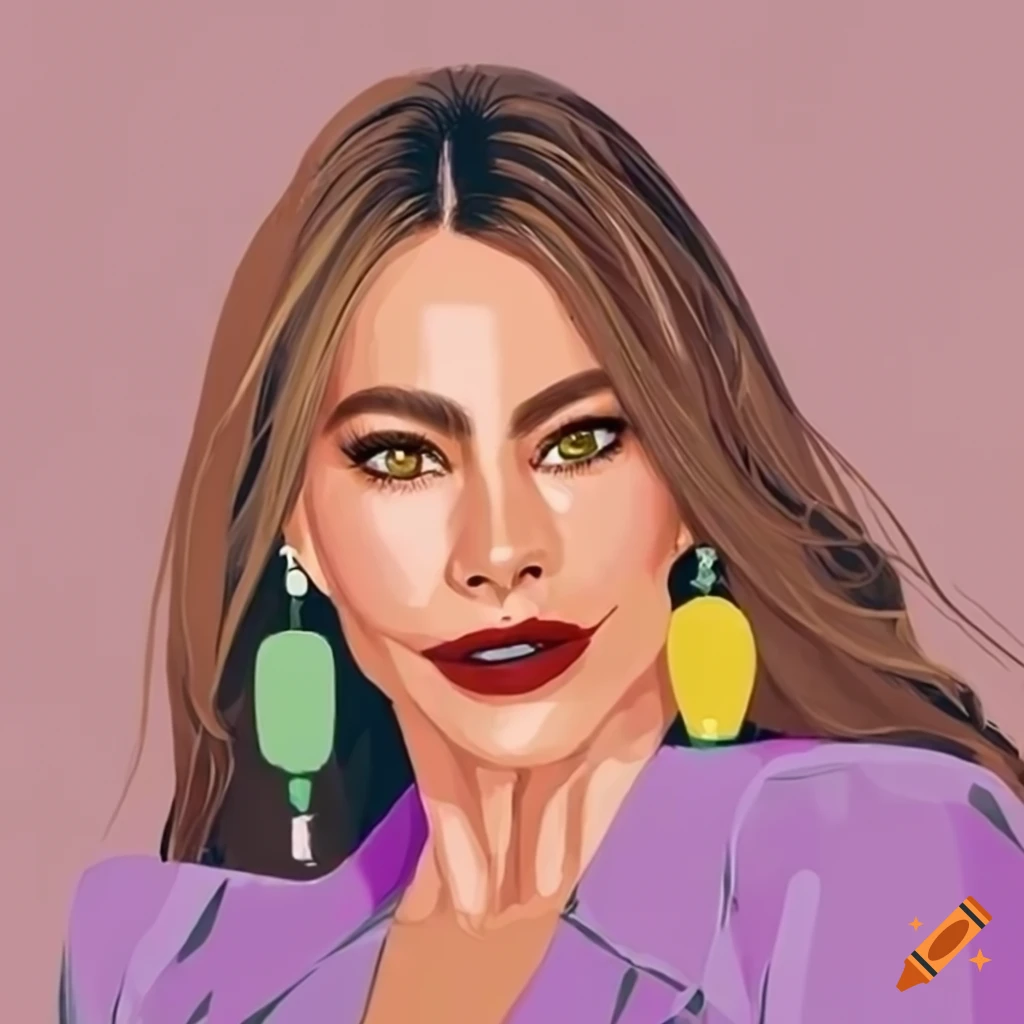 Sofia vergara in a modern simple illustration style using the