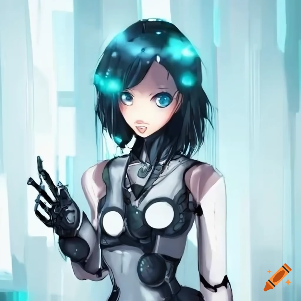 Premium Photo | Anime Humanoid robot with a white Lab background