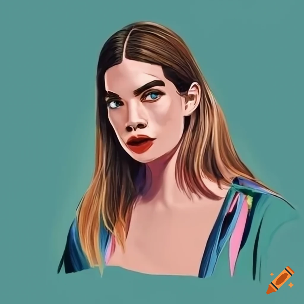 Annie murphy in a modern simple illustration style using the