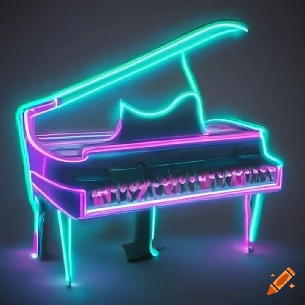 Piano Coloré Néon Piano Lumineux Moderne Ai Générer Ai Générer