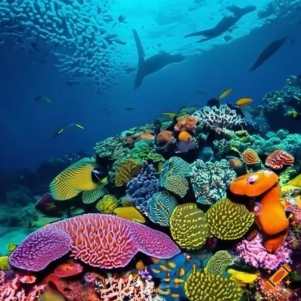 Image: stunning underwater landscape with bright corals and fish of ...