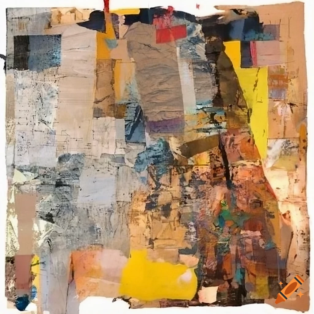 Mixed - media collage abstract painting in the style mark bradford ...