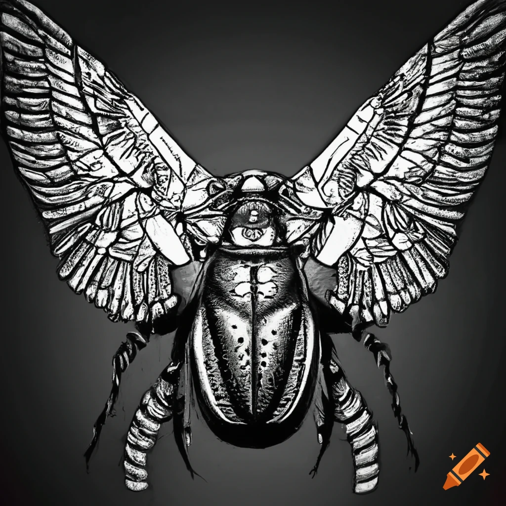 Scarab beetle tattoo Royalty Free Vector Image