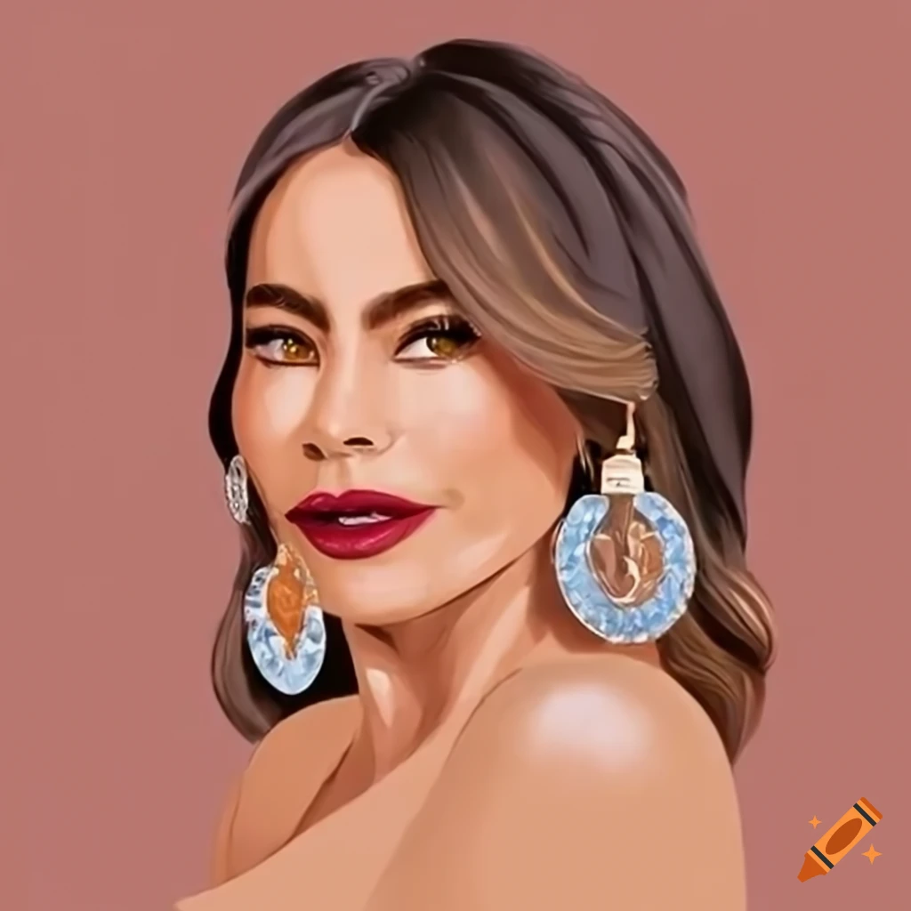 Sofia vergara in a modern simple illustration style using the
