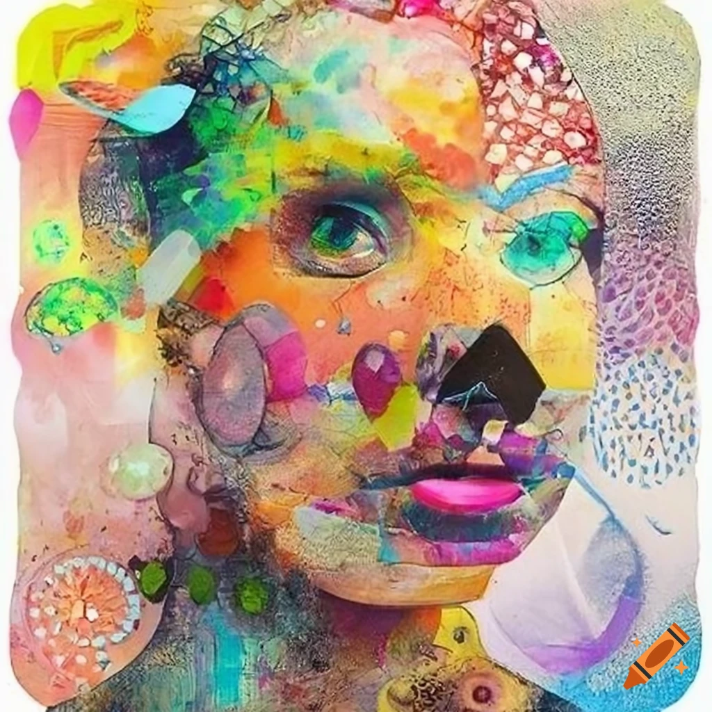 Create a captivating mixed media artwork that combines various materials  and techniques. incorporate elements like fabric, paper, metal, and found  objects to add texture and dimension to the piece. experiment with layering