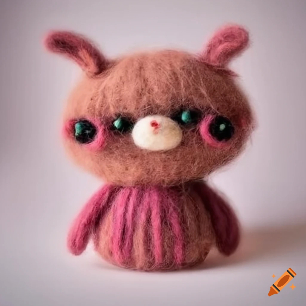 Felted wool creatures wearing fashionable clothing