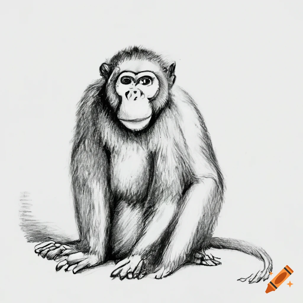 realistic cute monkey drawing - Clip Art Library