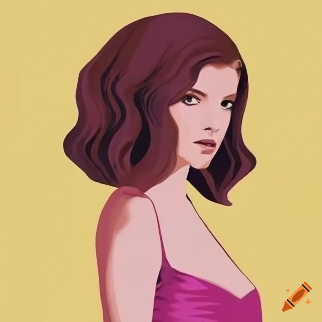Anna Kendrick in a modern simple illustration style using the Pantone ...