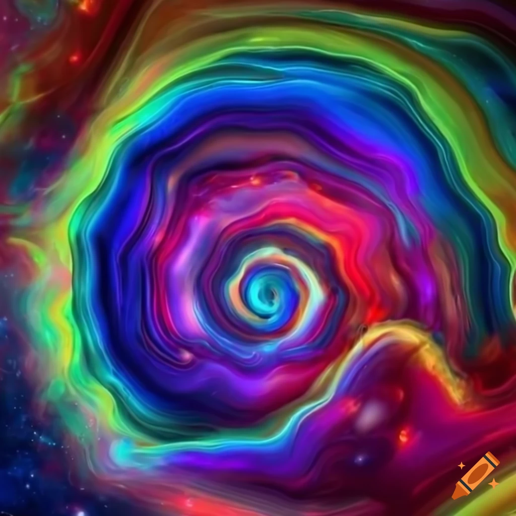 Abstract space explosion of cosmic particles in vivid colors
