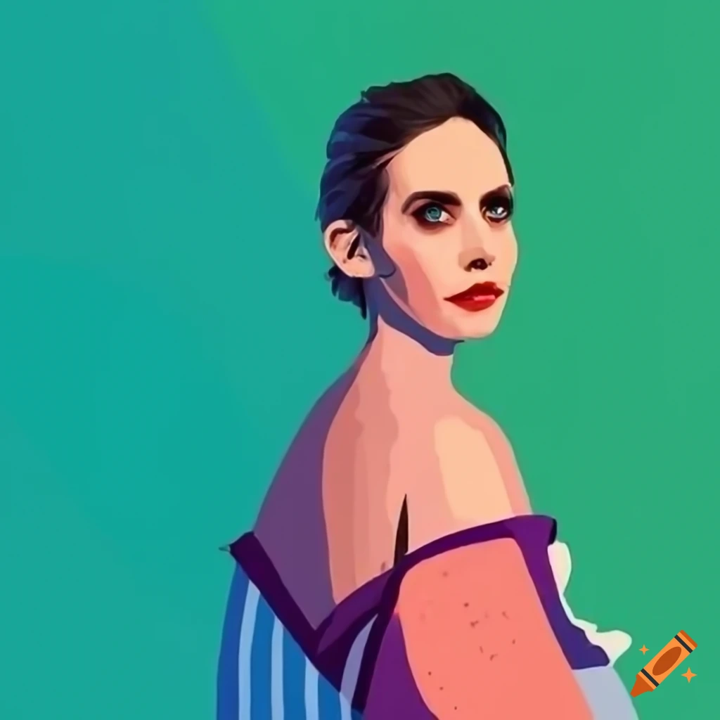 Alison Brie In A Modern Simple Illustration Style Using The Pantone