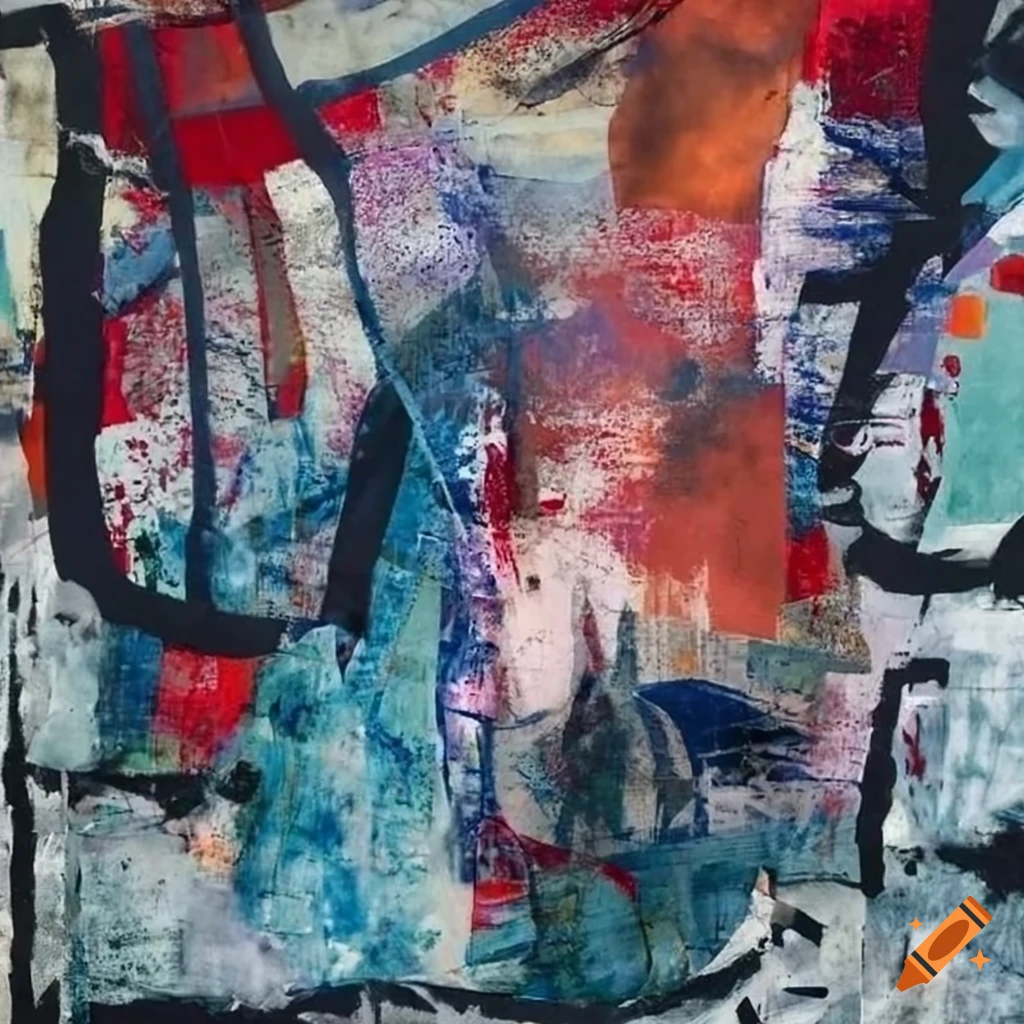 Mixed - media collage abstract painting in the style mark bradford ...