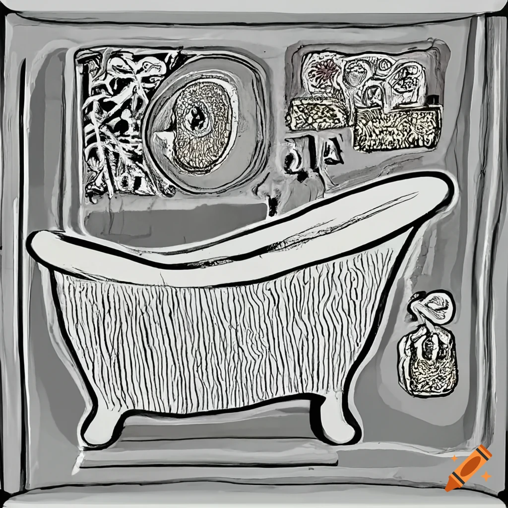 Clipart of a Black and White Bath Tub with Shower Above - Royalty Free  Vector Illustration by Lal Perera #1244127