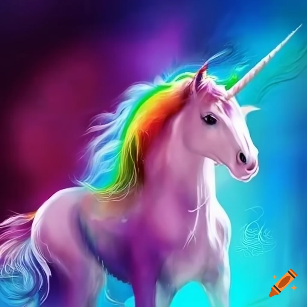 Unicorn with rainbow tail
