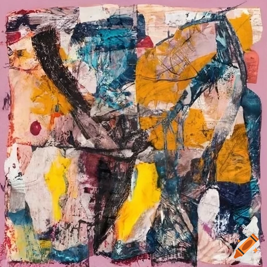 Mixed - media collage abstract painting in the style mark bradford ...