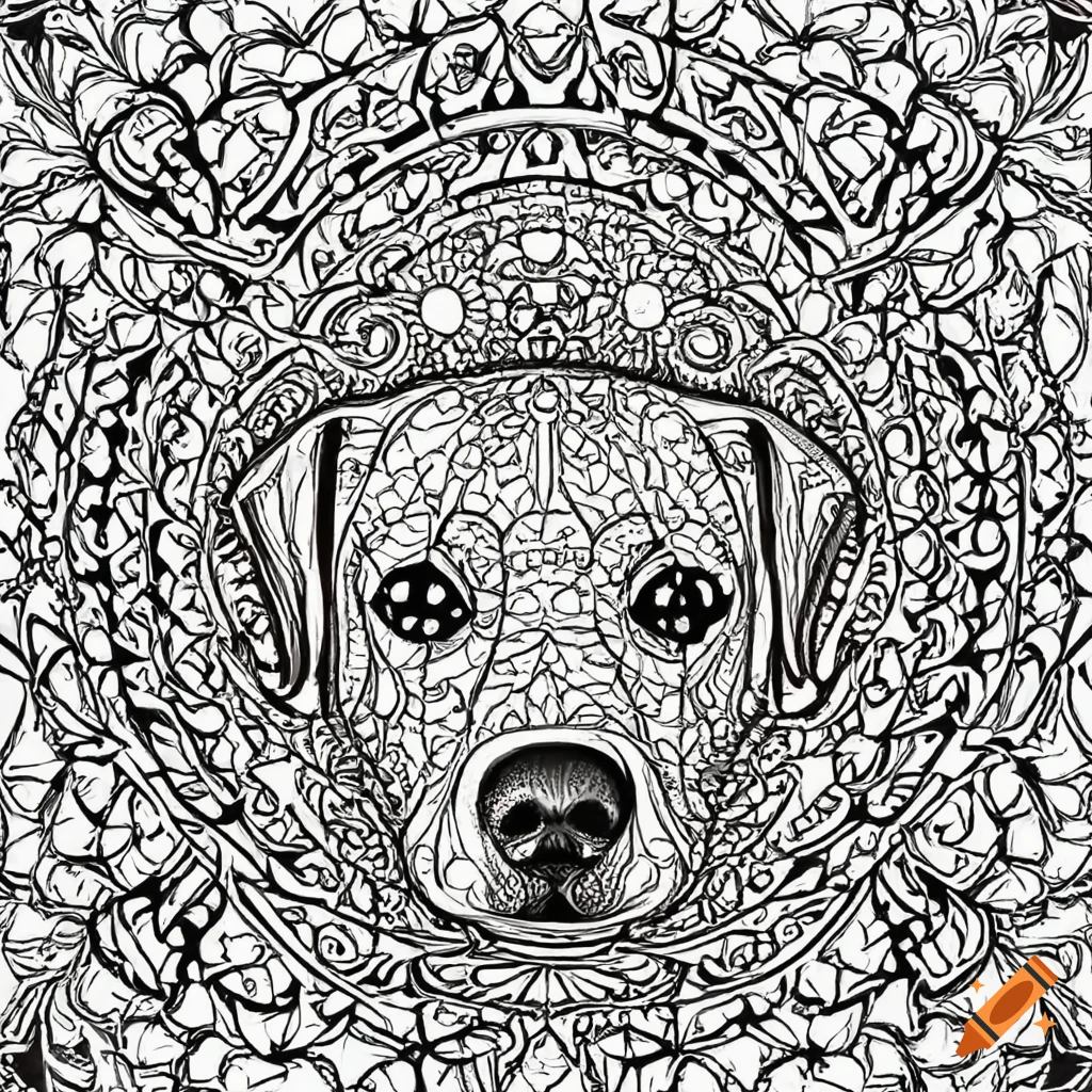 Coloring page for adults, mandala, labrador retriever, image, white ...
