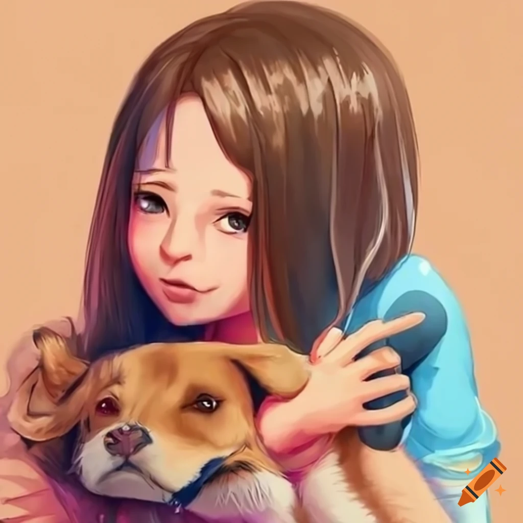 A Sweet Girl Cuddling Her Furry Friend