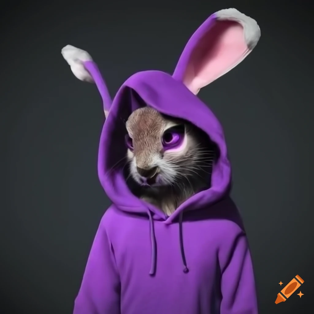 A male humanoid rabbit with black fur and and long floppy rabbit ears ...