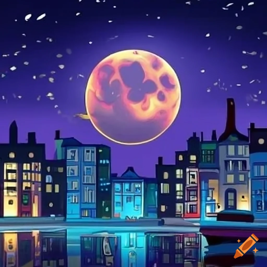 ville cartoon nuit