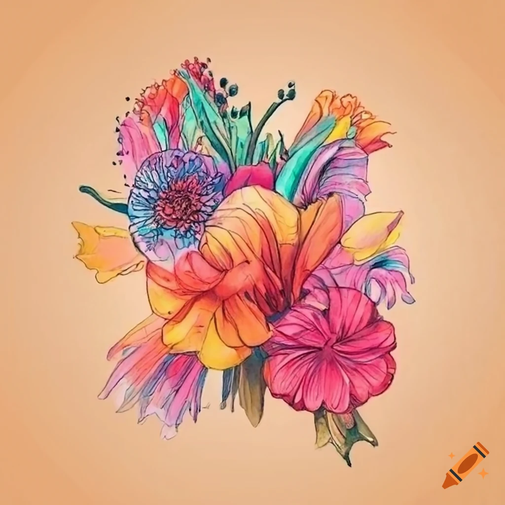 Flower Bouquet Coloring Page Drawing by Lisa Brando - Fine Art America