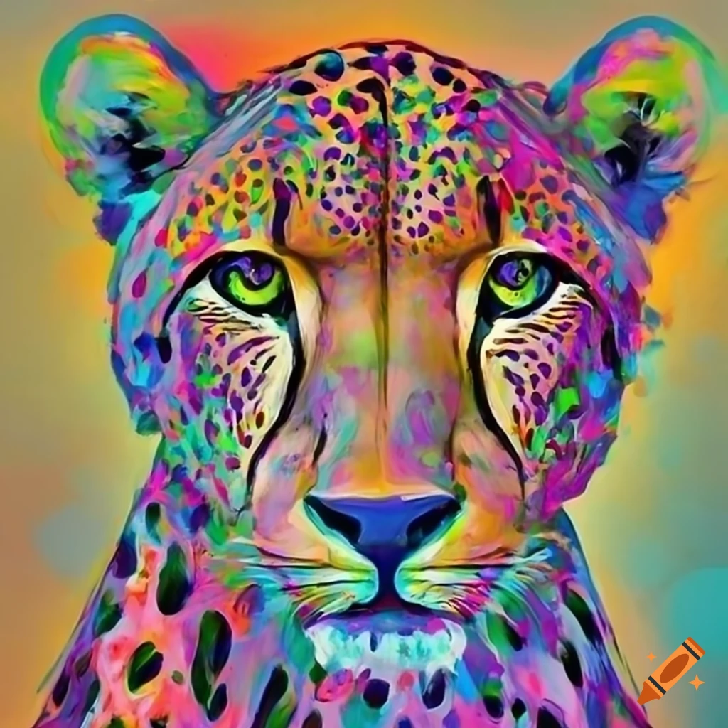 Abstract painting of a cheetah colorful