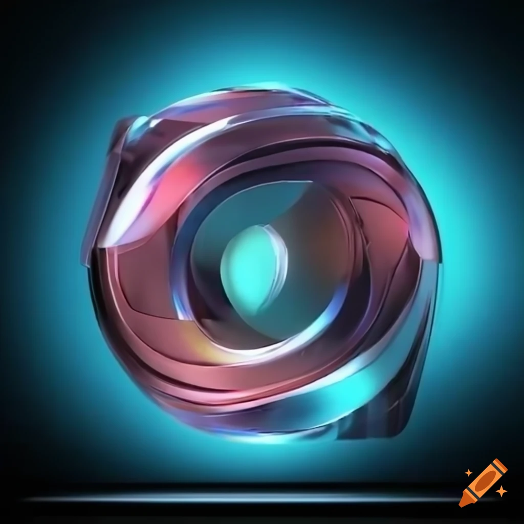 Create 3d logo quantum processor with sharp edges, chrome and mirror