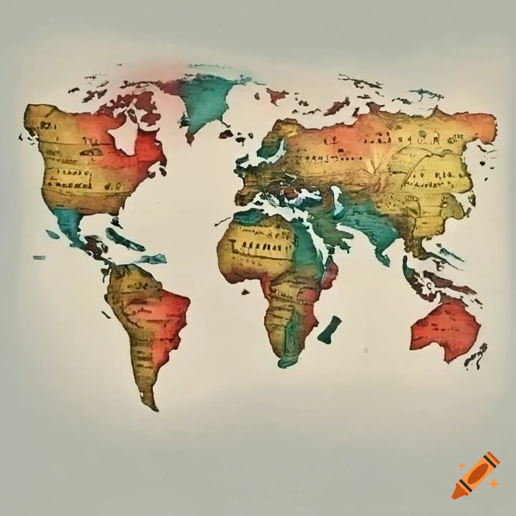 Hand drawing World Map with countries Stock Illustration | Adobe Stock-saigonsouth.com.vn