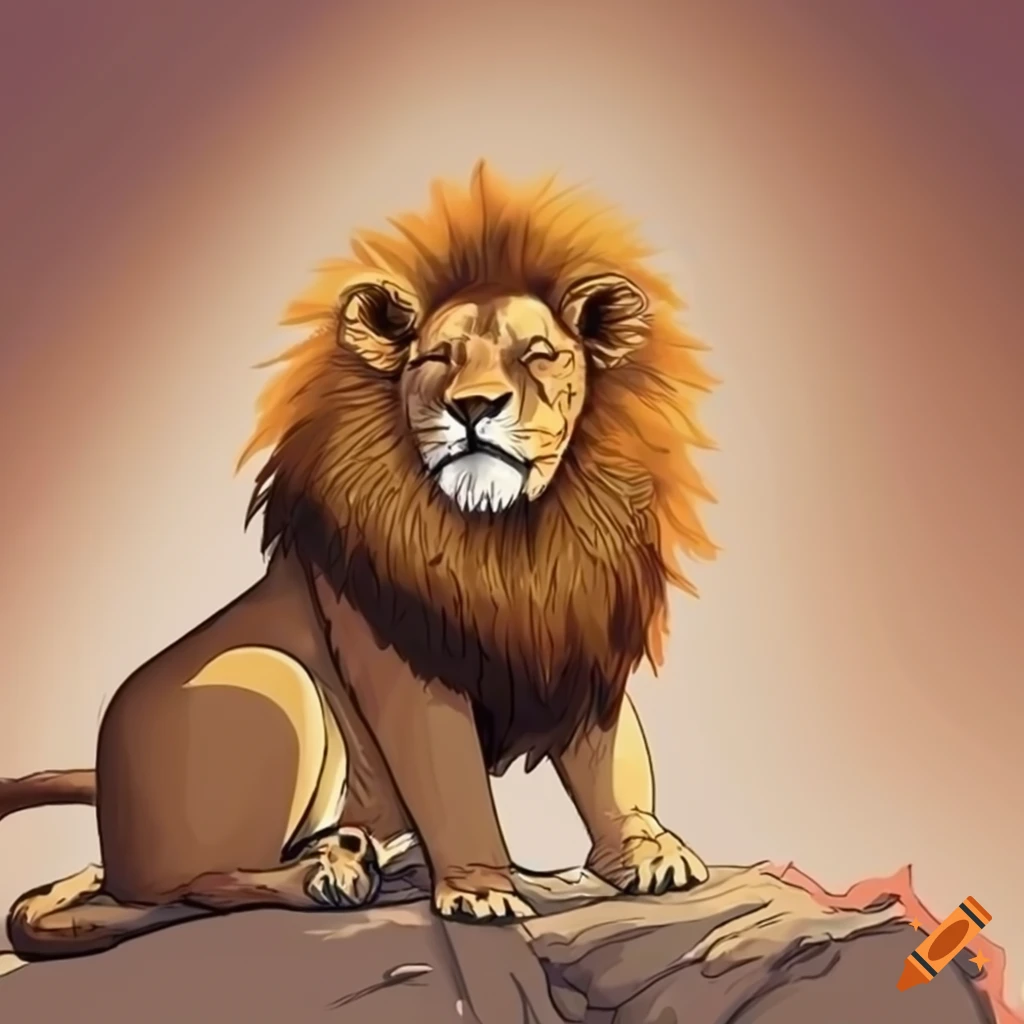 Draw me a huge lion. Use as many as colors you can