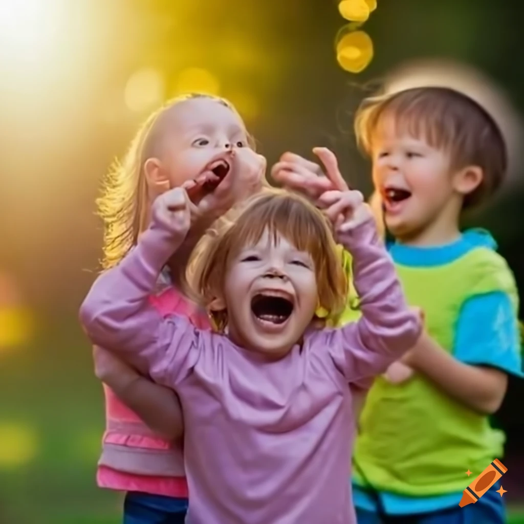 children laughing and playing