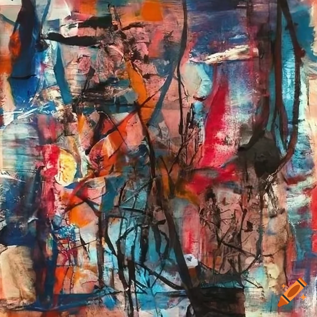 Mixed - media collage abstract painting in the style mark bradford ...