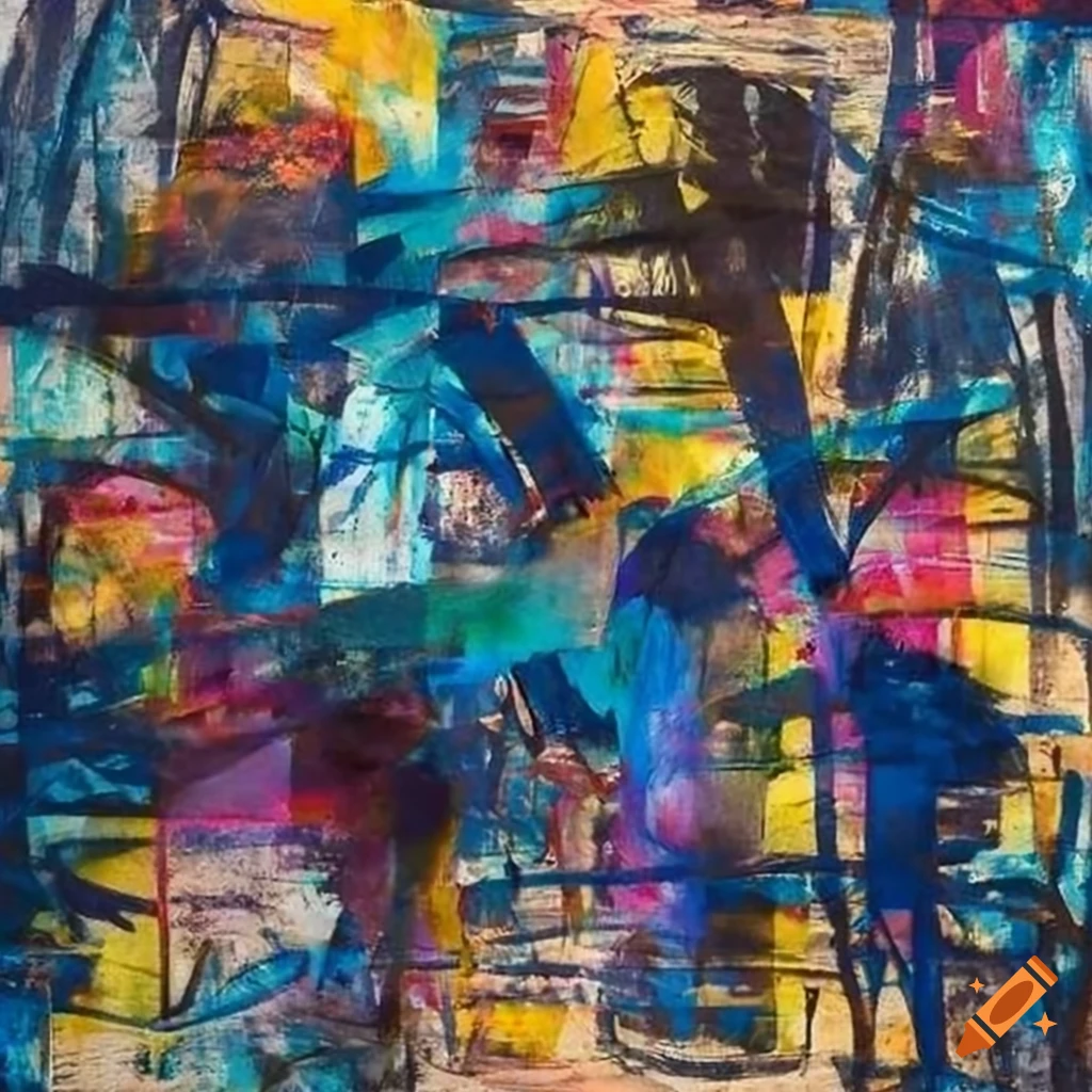 Mixed - media collage abstract painting in the style mark bradford ...