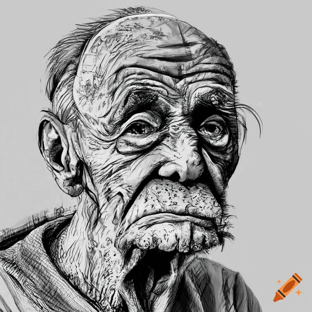 Sketch of An Old Man (charcoal pencil) | Tom Webber Artist: Portraits and  More