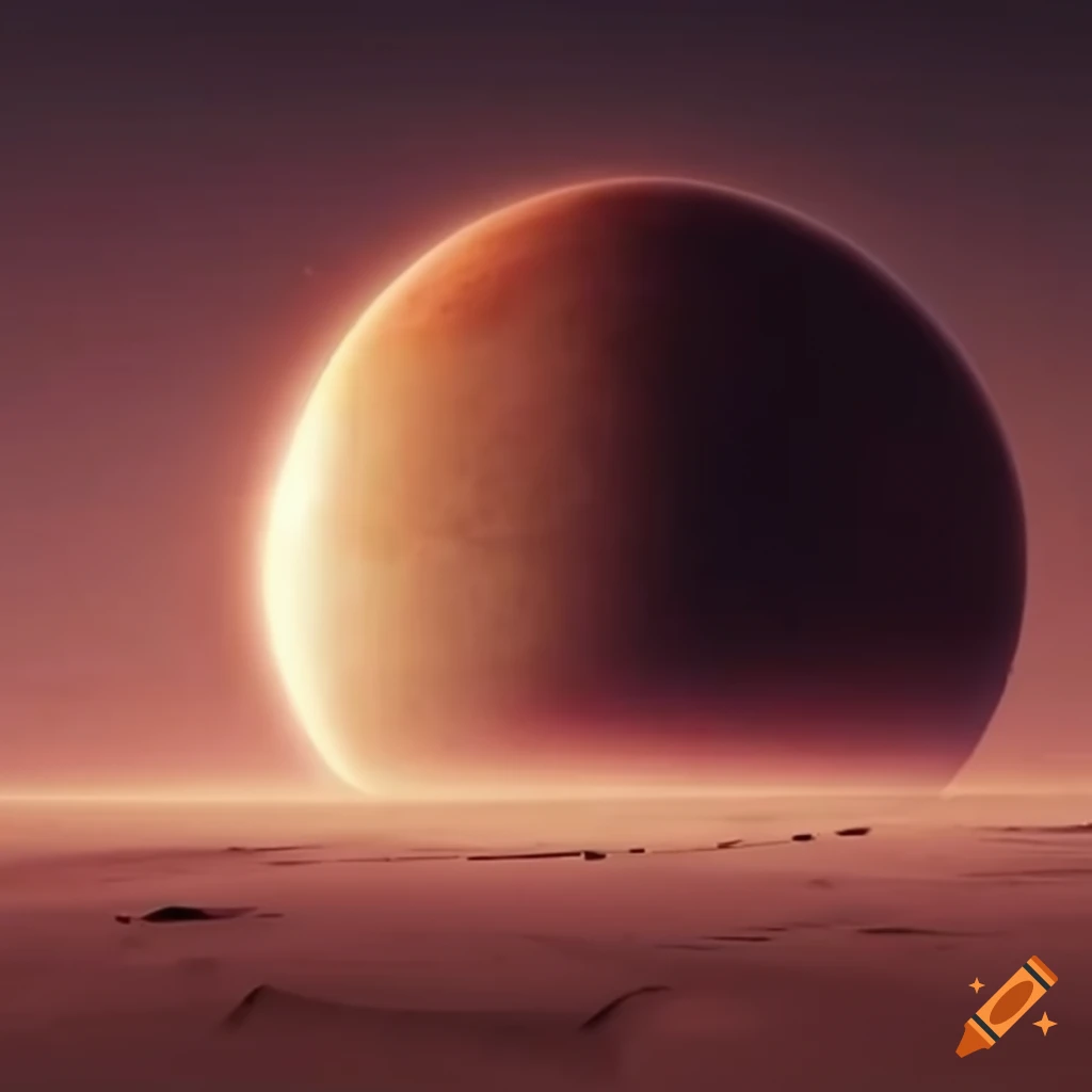 A hyper detailed stunning spaceship landed on a desert alien planet on ...