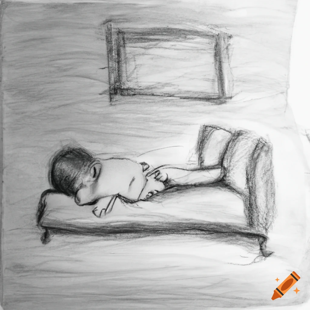 A simple sketch of girl sleeping Royalty Free Vector Image