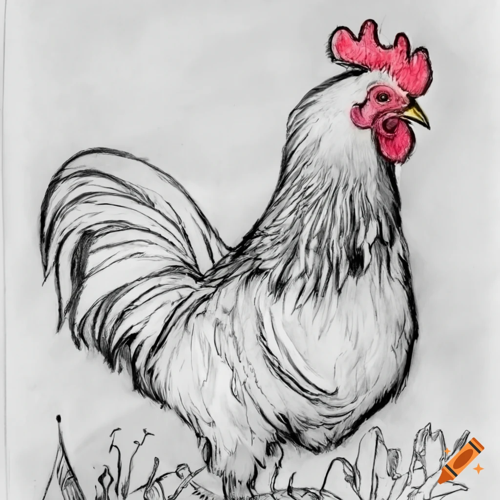 Premium Vector | A drawing of a chicken with a yellow eye.
