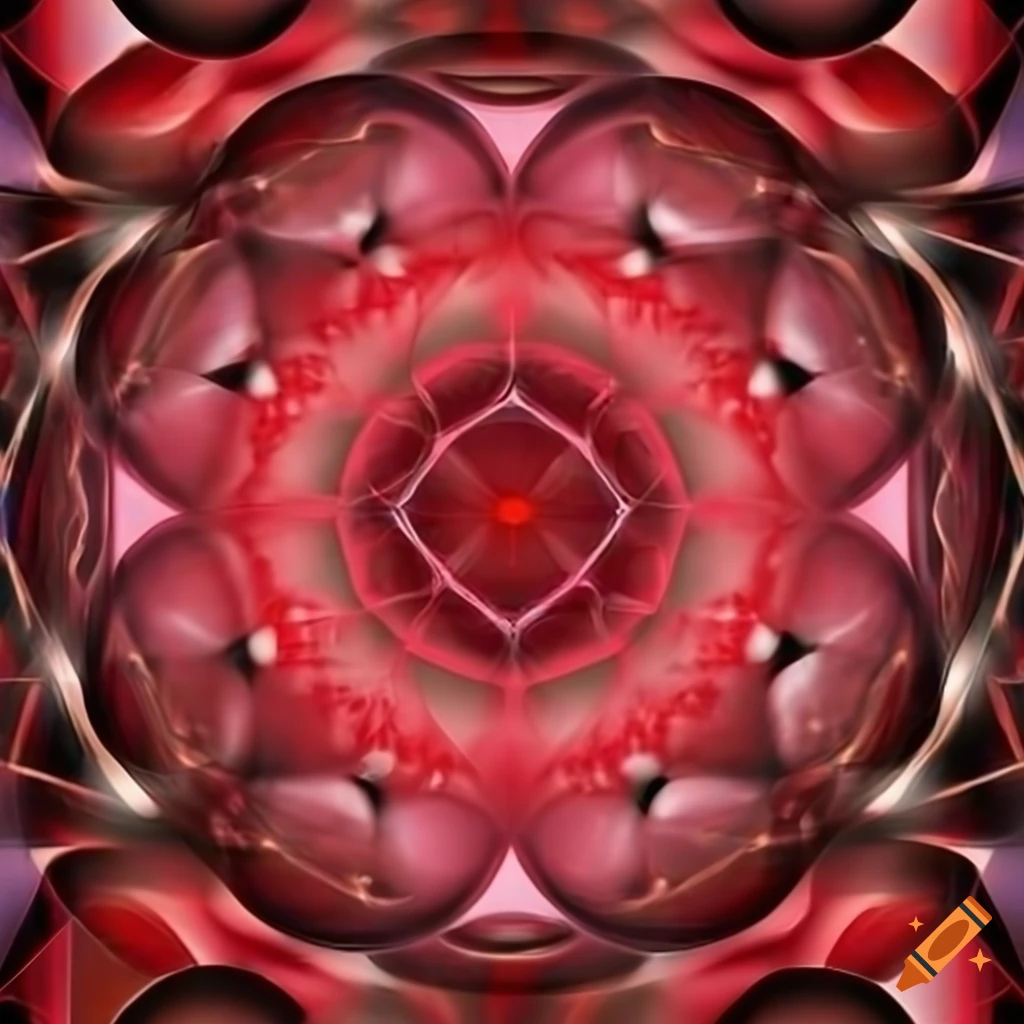 ruby red abstract shape design, sacred geometry