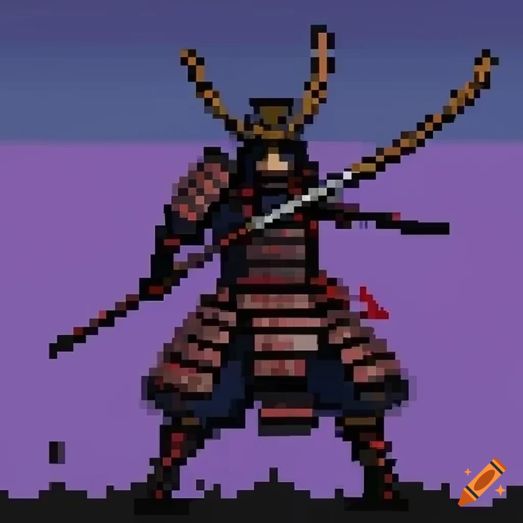 Samurai pixelart on Craiyon
